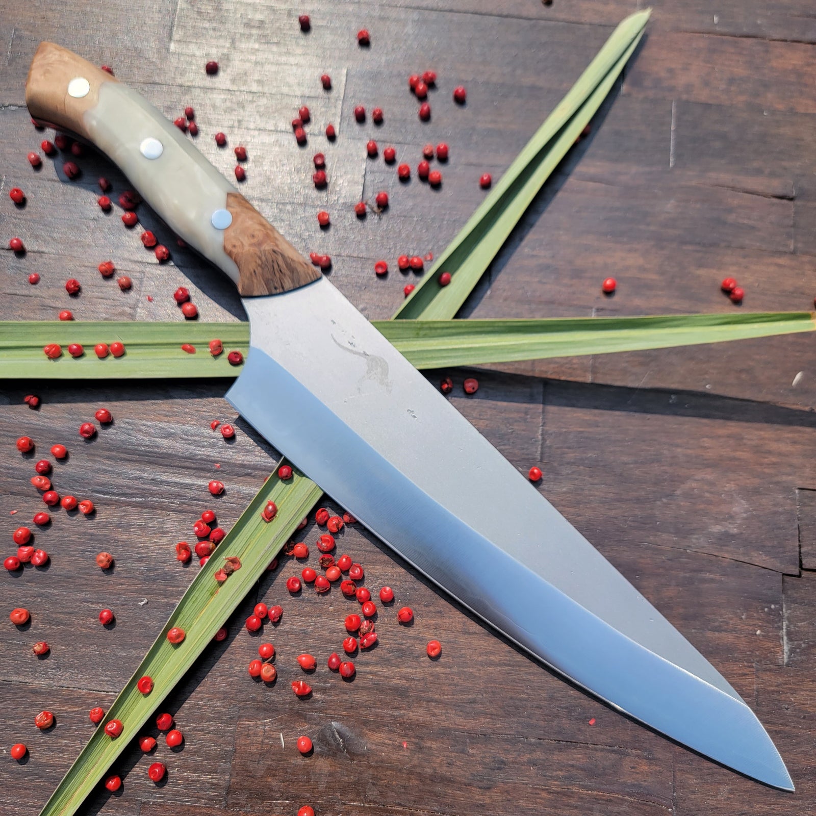 Big Red with "Misty White" handle