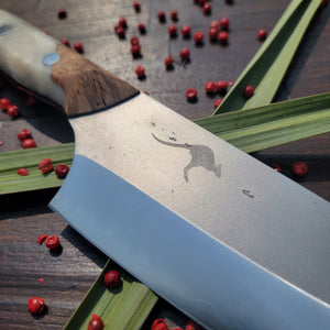 Big Red with "Misty White" handle