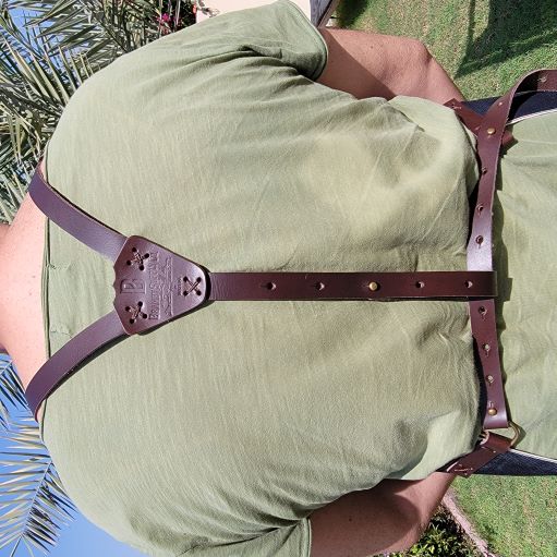 Denim Apron (dark brown leather pocket)