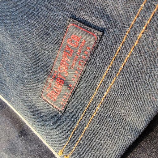 Denim Apron (dark brown leather pocket)