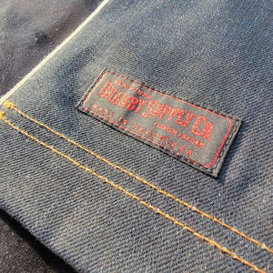 Denim Apron (dark brown leather pocket)