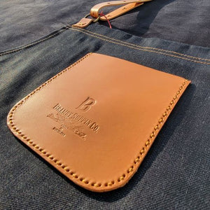 Denim Apron (light brown leather pocket)
