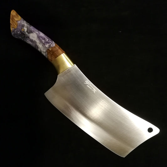 Cleaver with burl/resin handle