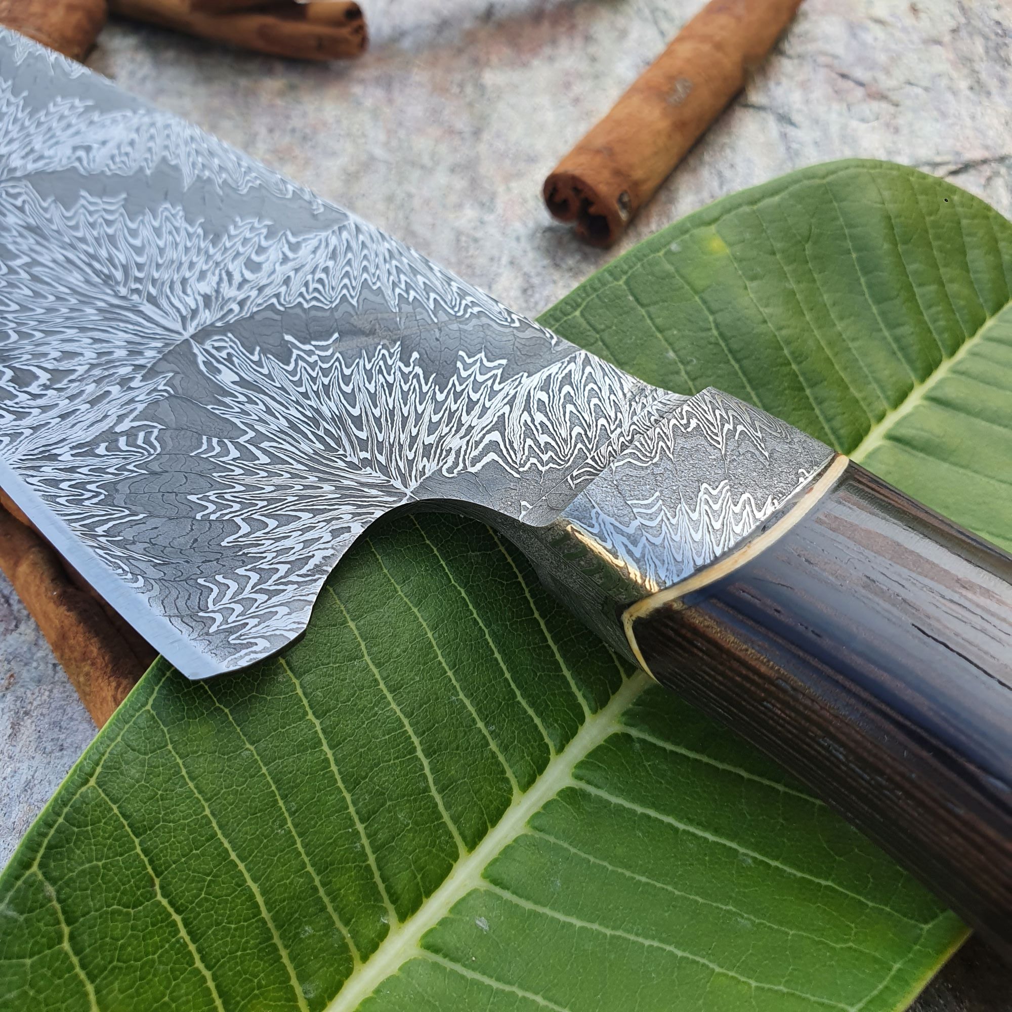 Mosaic Damascus Chef's Knife with Integral Bolster