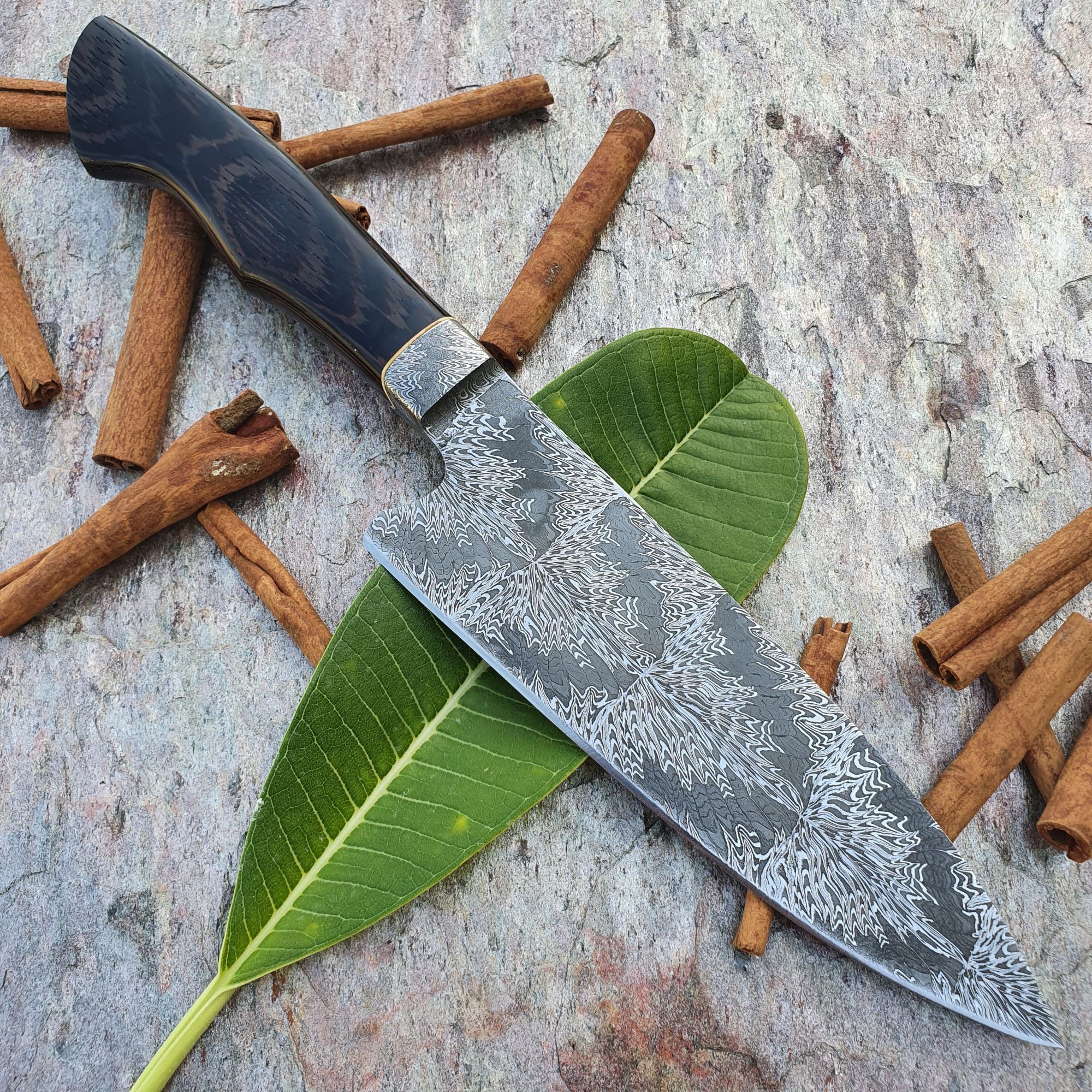 Mosaic Damascus Chef's Knife with Integral Bolster