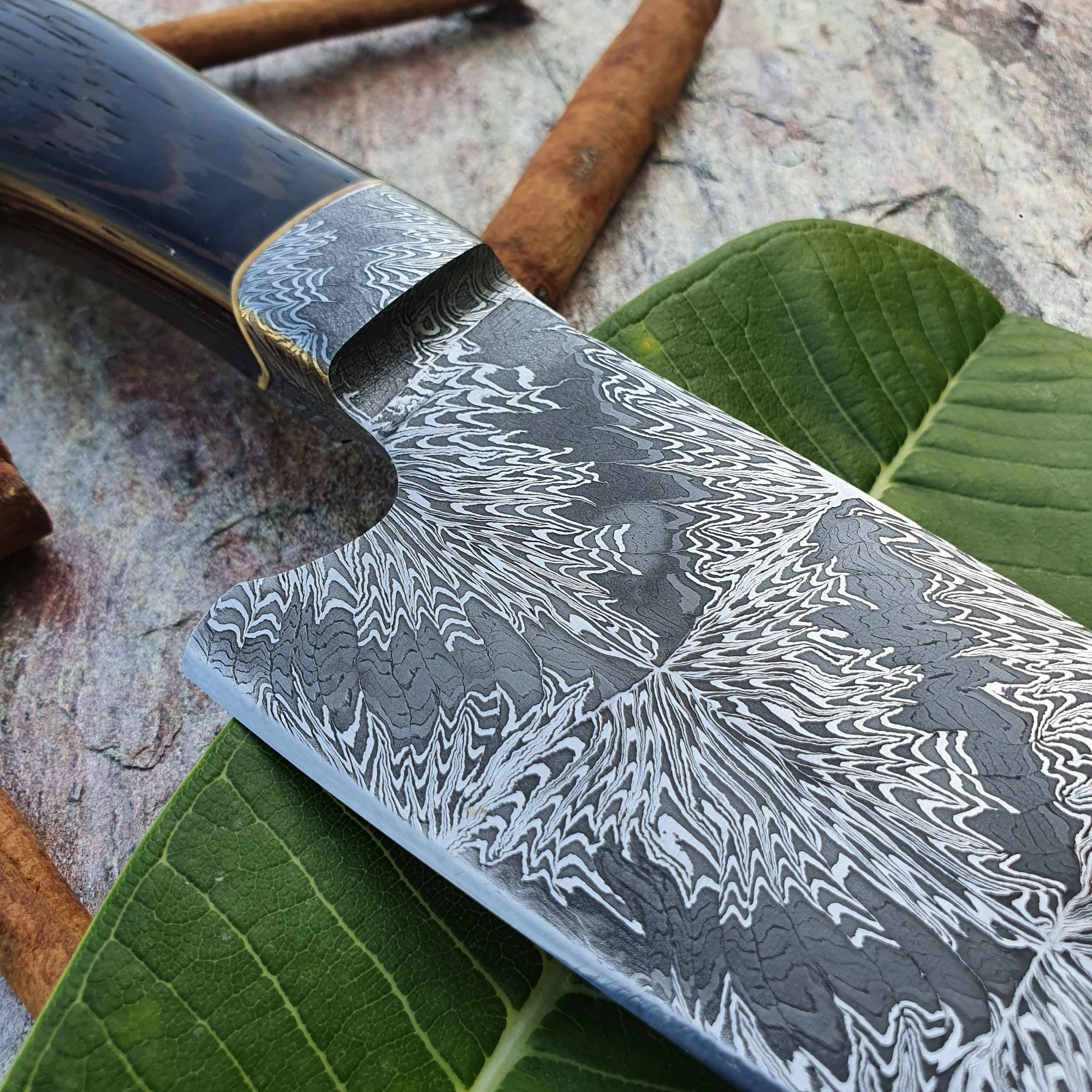 Mosaic Damascus Chef's Knife with Integral Bolster