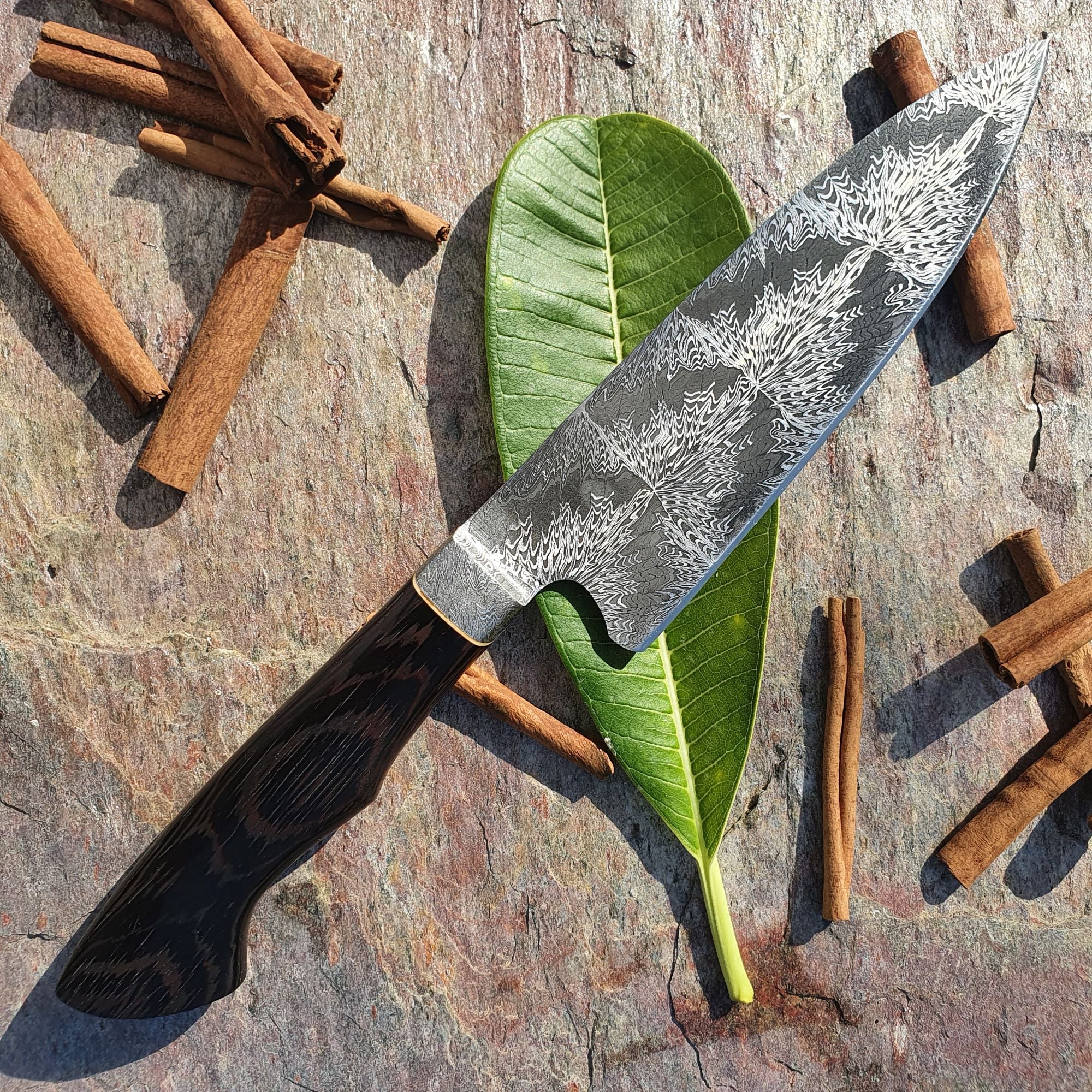 Mosaic Damascus Chef's Knife with Integral Bolster