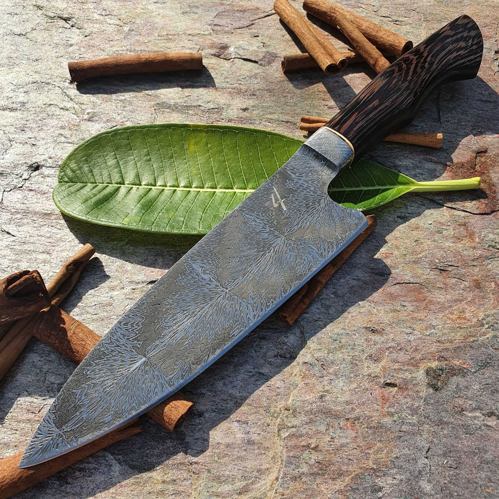 Mosaic Damascus Chef's Knife with Integral Bolster
