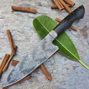 Mosaic Damascus Chef's Knife with Integral Bolster