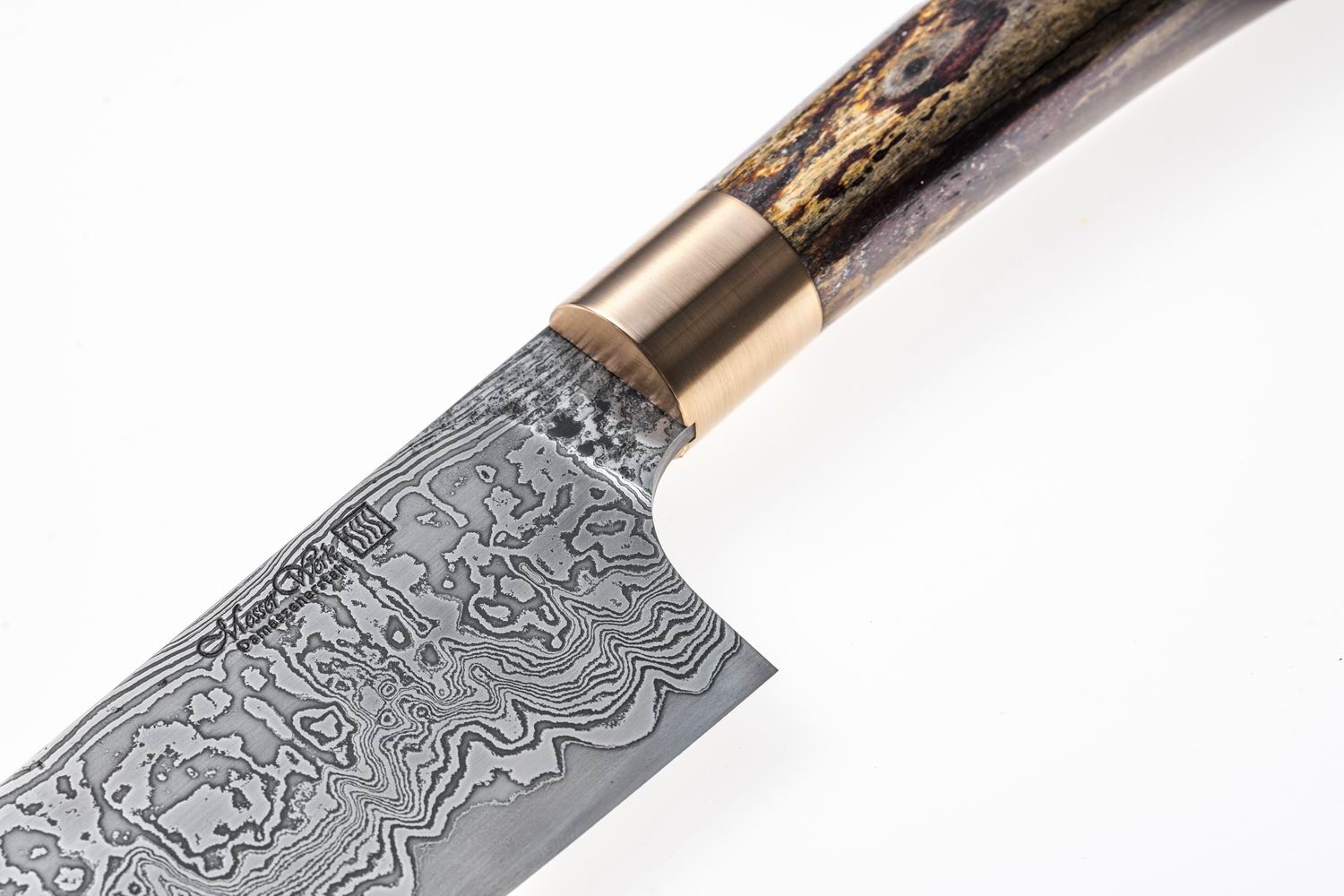 Custom Santoku with San Mai Damascus Steel Blade