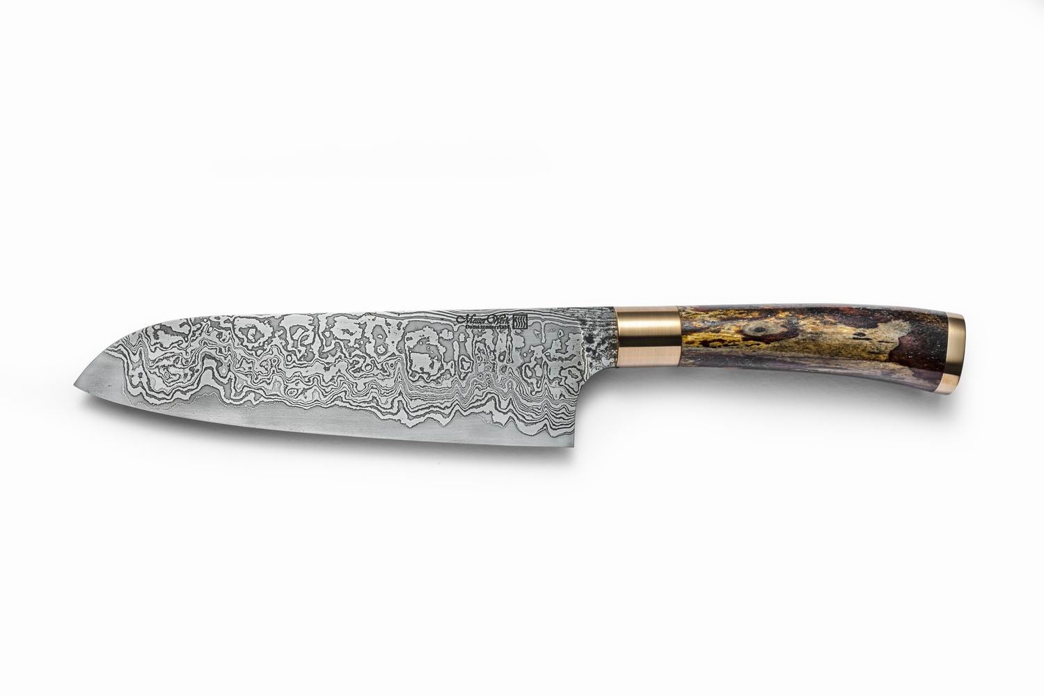CUSTOM HANDMADE FORGED DAMASCUS STEEL CHEF KNIFE KITCHEN SANTOKU KNIFE 1280