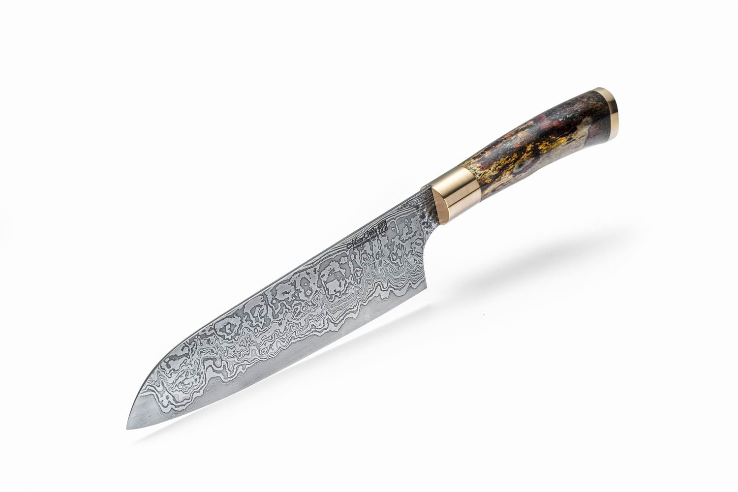 Custom Santoku with San Mai Damascus Steel Blade