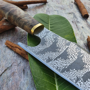 Mosaic Damascus Chef's Knife with Maple Burl Handle