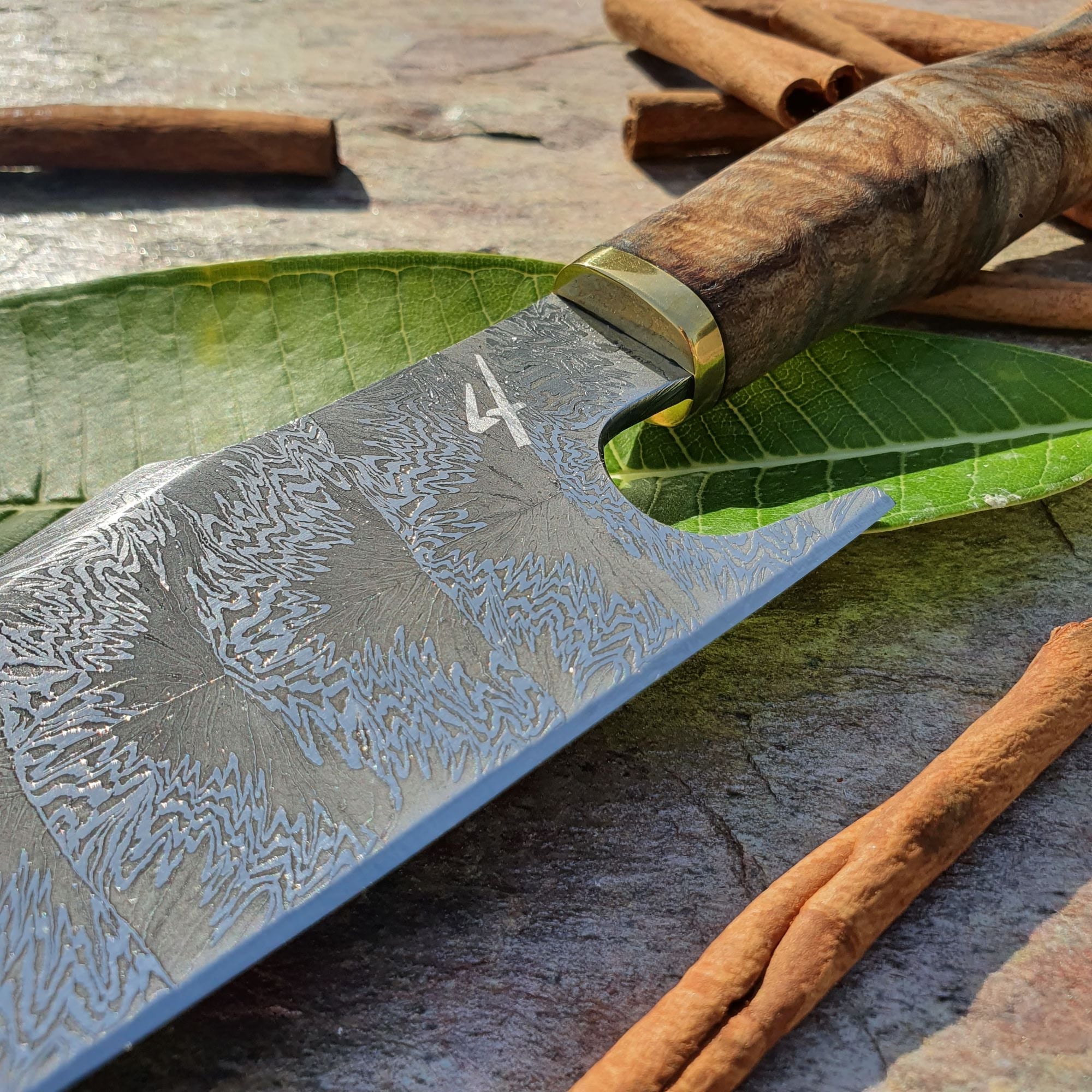 Mosaic Damascus Chef's Knife with Maple Burl Handle