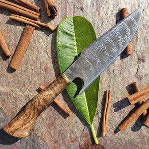 Mosaic Damascus Chef's Knife with Maple Burl Handle
