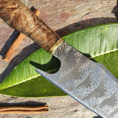 Mosaic Damascus Chef's Knife with Maple Burl Handle