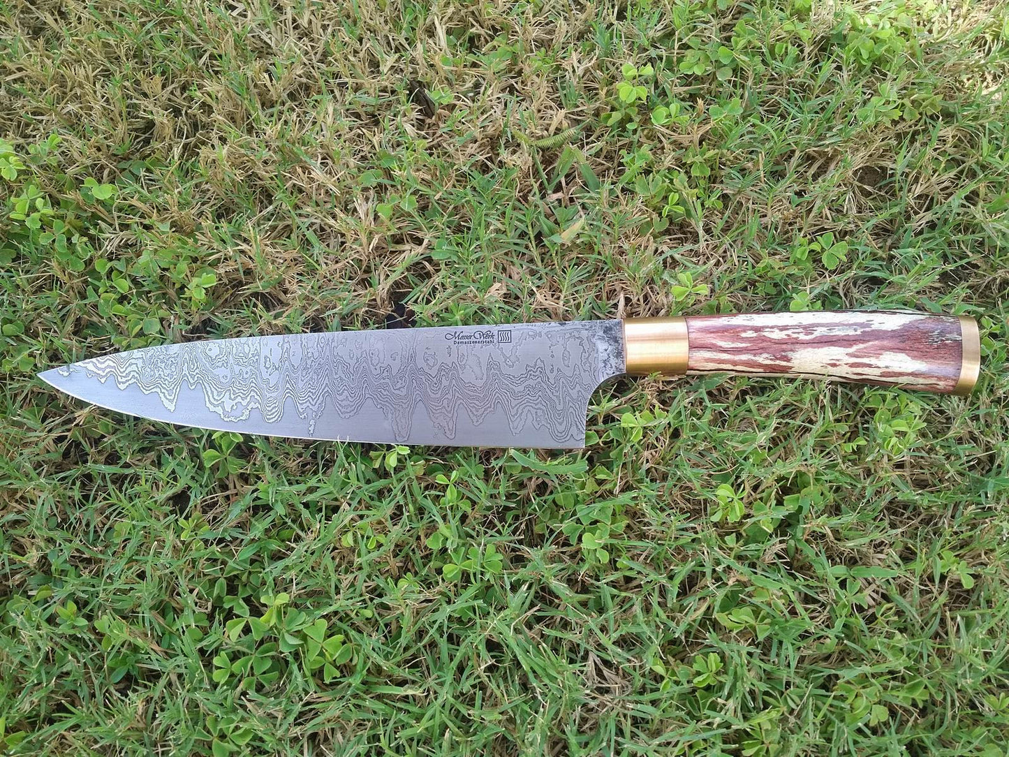 Custom Chef's Knife with San Mai Damascus Steel Blade